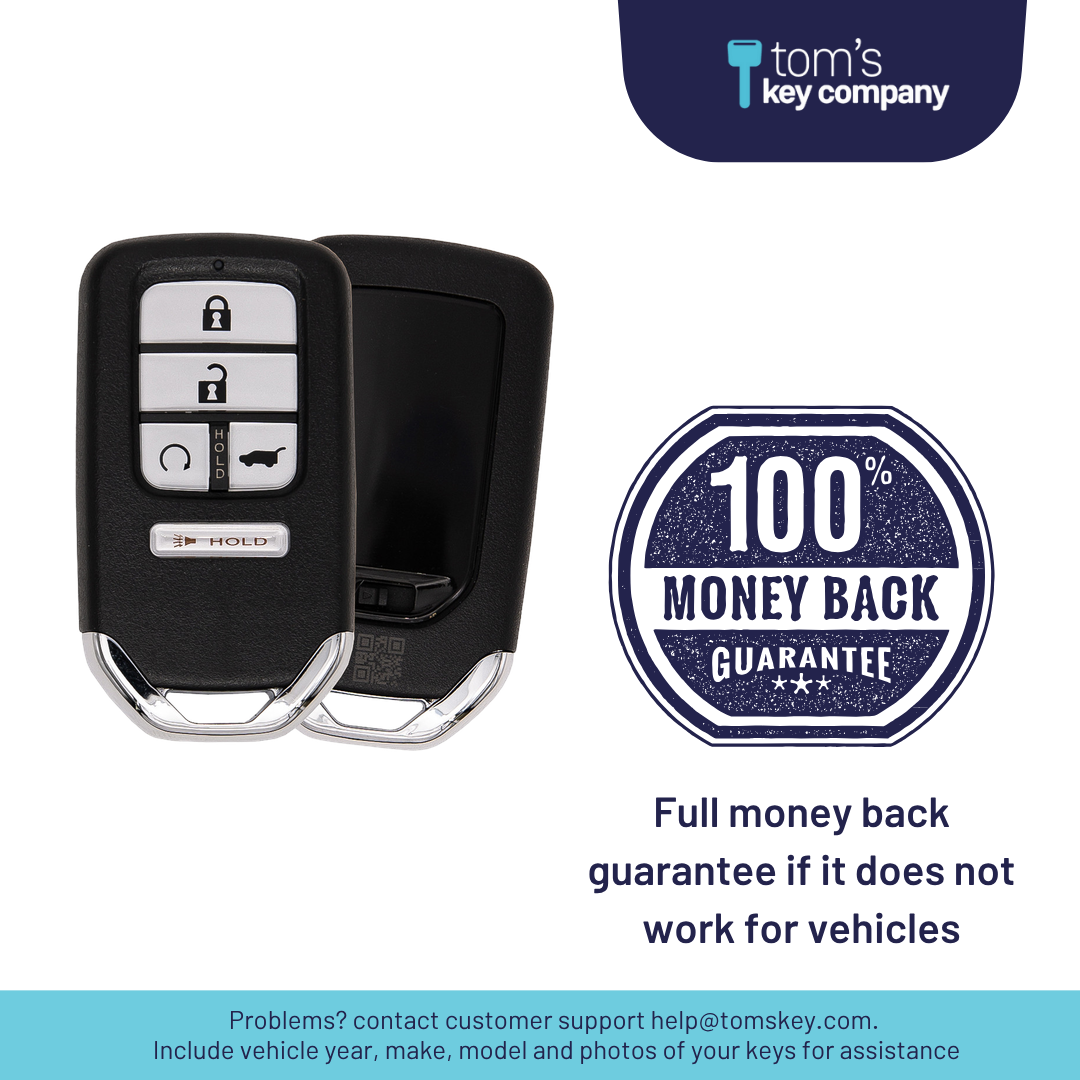 Brand New Aftermarket 5-Button Smart Key Fob with Lock, Unlock, Hatch, Remote Start, Panic for Select Honda Vehicles (HONSK-5B-514-K)
