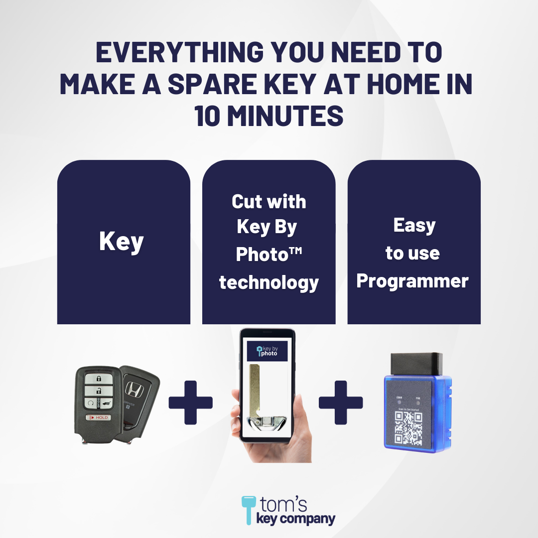 Ultimate Smart Key Bundle with Programming Tool, Refurbished 5-Button Smart Key Fob and Key By Photo for Select Honda Vehicles (HONSK-5B-HRRS-534-REF-K-UKB)