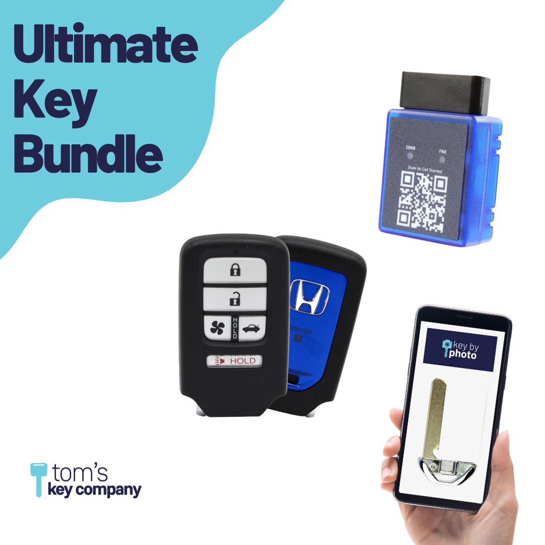 Ultimate Smart Key Bundle with Programming Tool, Refurbished 5-Button Smart Key Fob and Key By Photo for Select Honda Vehicles (HONSK-5B-TR-537D1-REF-K-UKB)
