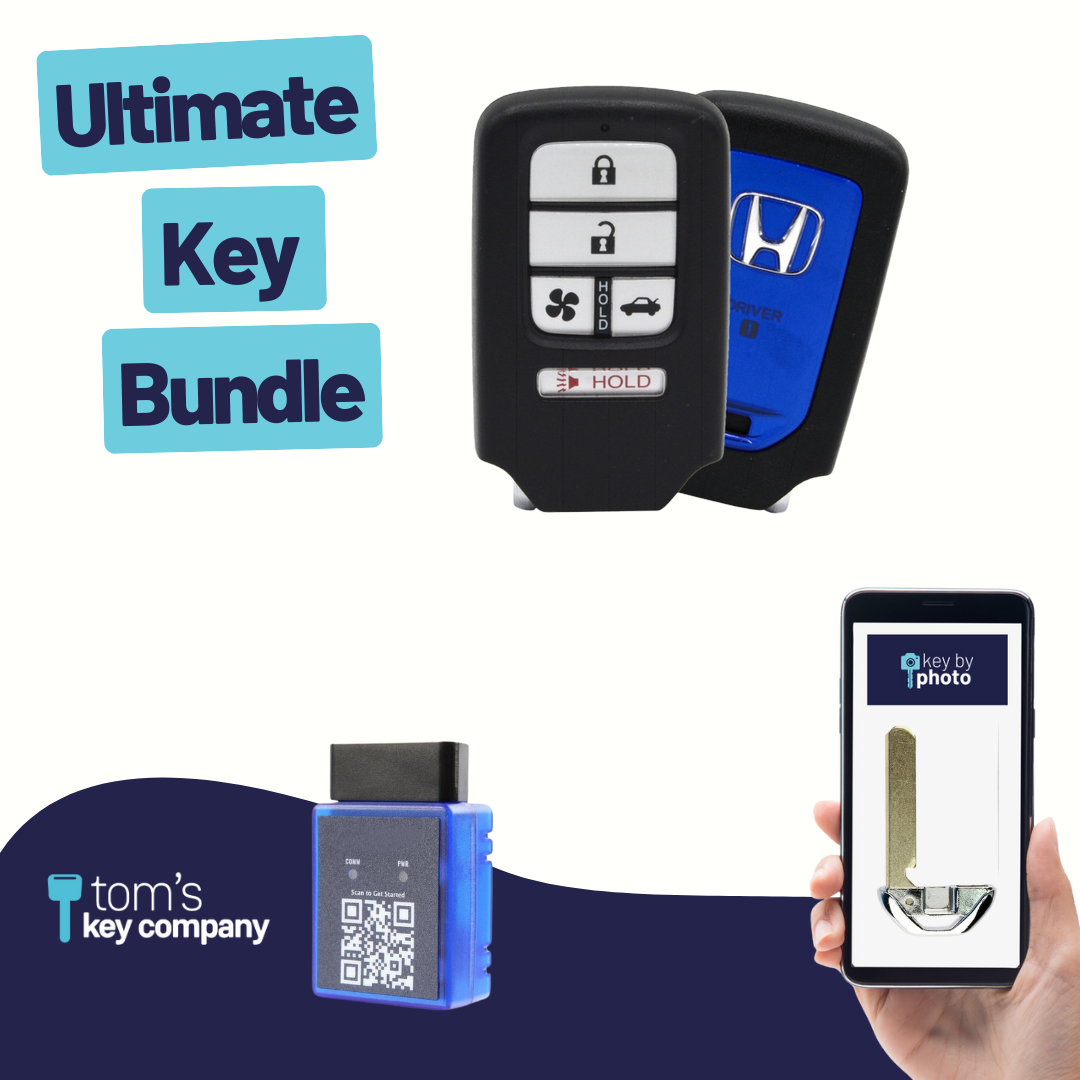 Ultimate Smart Key Bundle with Programming Tool, Refurbished 5-Button Smart Key Fob and Key By Photo for Select Honda Vehicles (HONSK-5B-TR-537D1-REF-K-UKB)