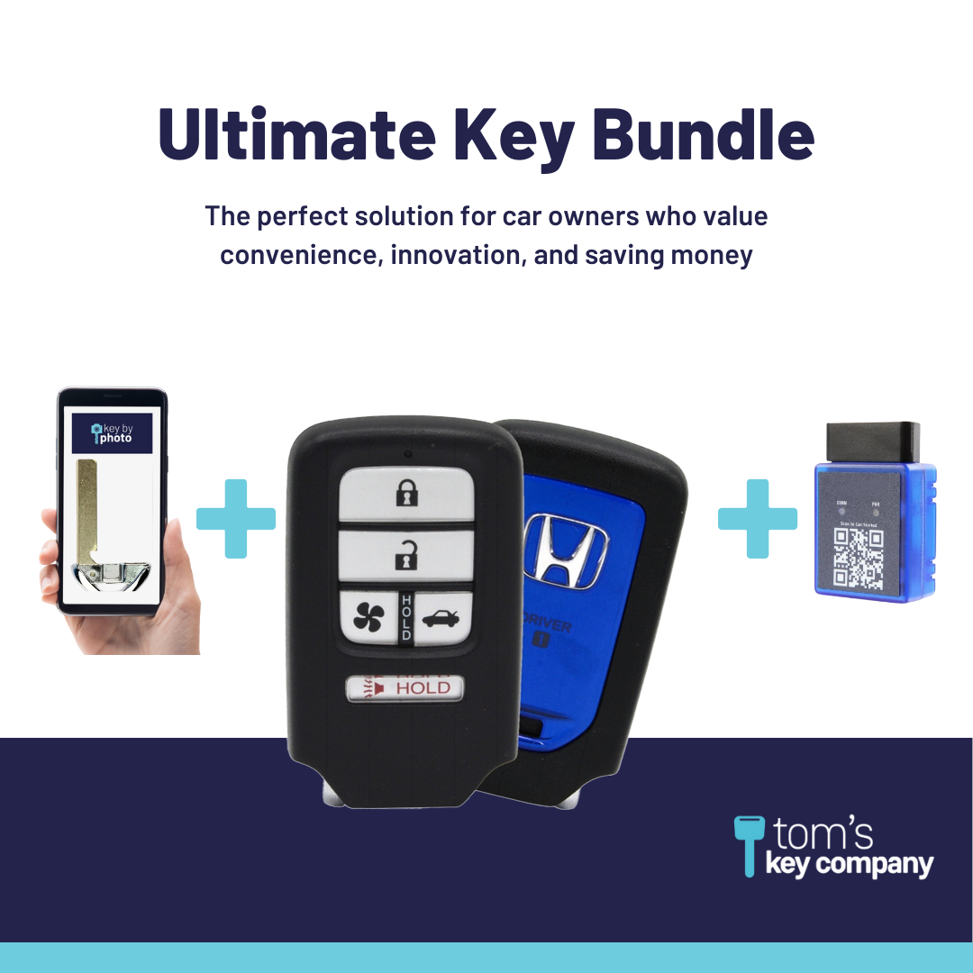 Ultimate Smart Key Bundle with Programming Tool, Refurbished 5-Button Smart Key Fob and Key By Photo for Select Honda Vehicles (HONSK-5B-TR-537D1-REF-K-UKB)