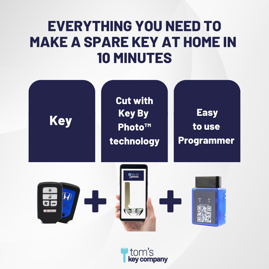 Ultimate Smart Key Bundle with Programming Tool, Refurbished 5-Button Smart Key Fob and Key By Photo for Select Honda Vehicles (HONSK-5B-TR-537D1-REF-K-UKB)