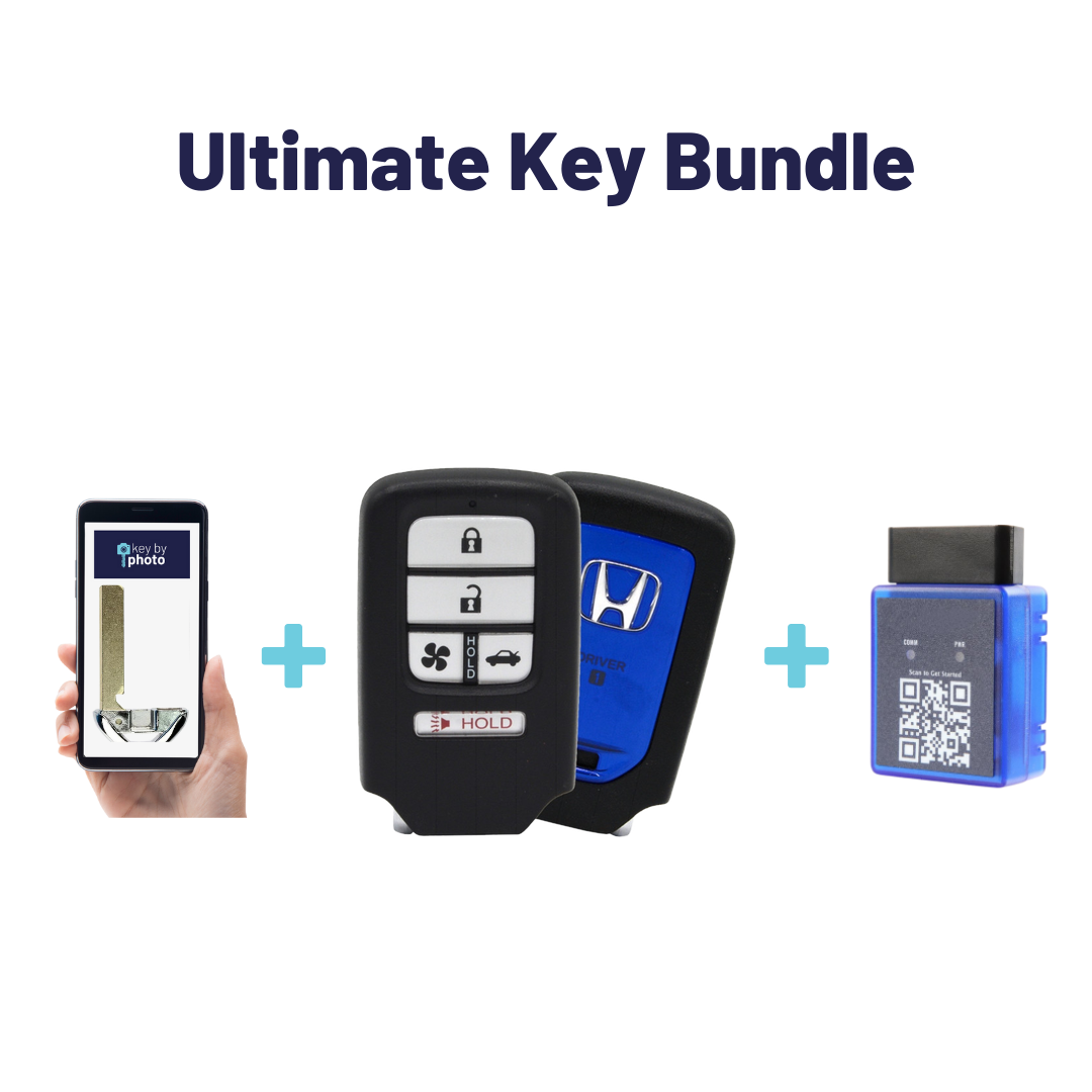 Ultimate Smart Key Bundle with Programming Tool, Refurbished 5-Button Smart Key Fob and Key By Photo for Select Honda Vehicles (HONSK-5B-TR-537D1-REF-K-UKB)