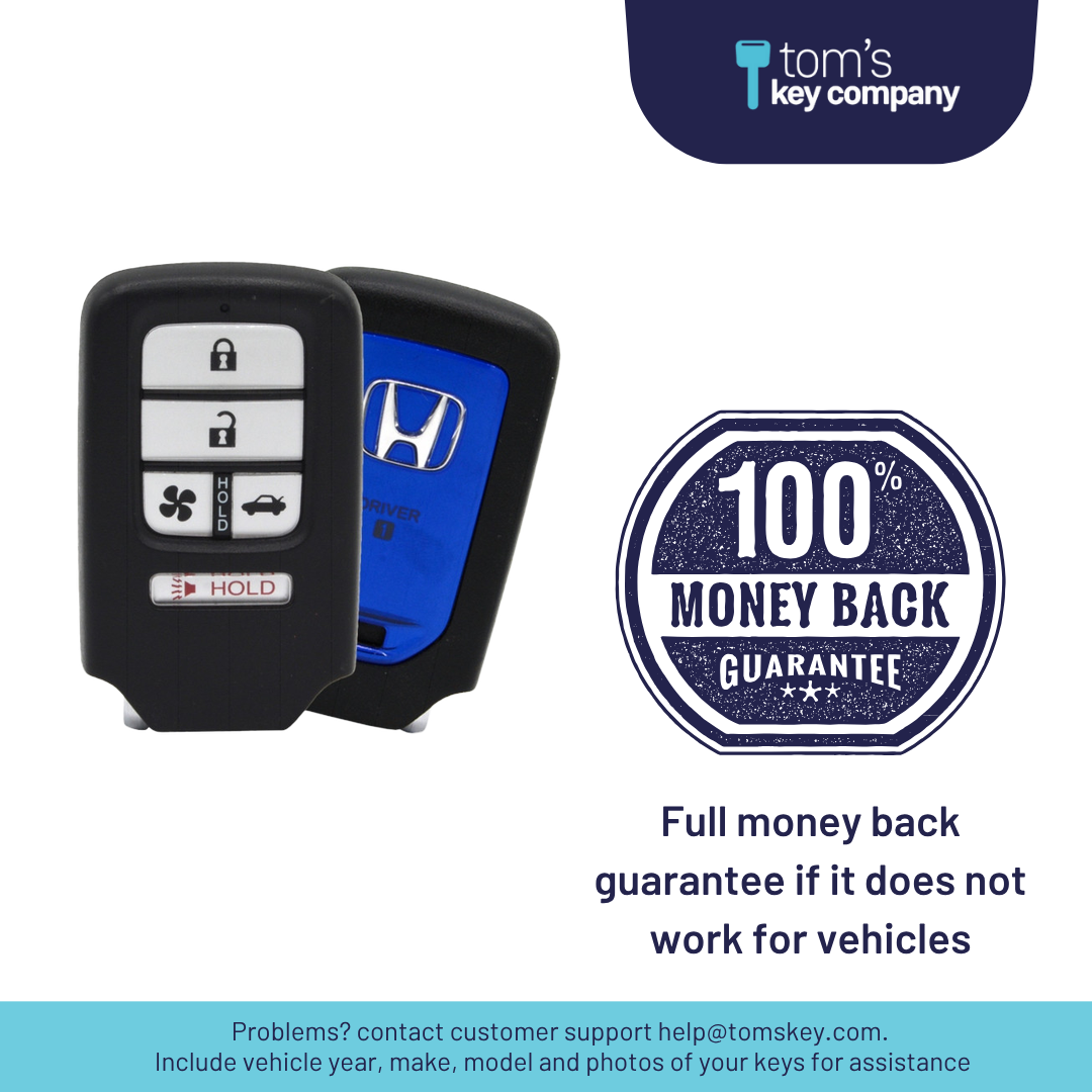 Like New Refurbished 5-Button Smart Key Fob with Lock, Unlock, Fan, Trunk Hold, Panic for Select Honda Vehicles (HONSK-5B-TR-537D1-REF-K)