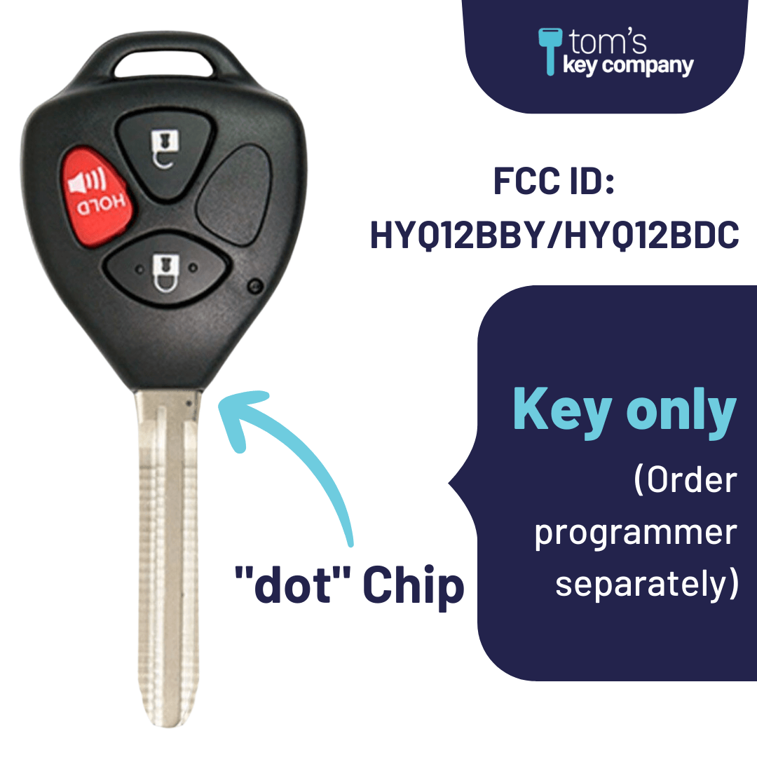 Toyota RAV4 & Scion xB Remote Key ("dot" Chip Key with 3 Button Keyless Entry Remote FOB) HYQ12BBY-3B-dot