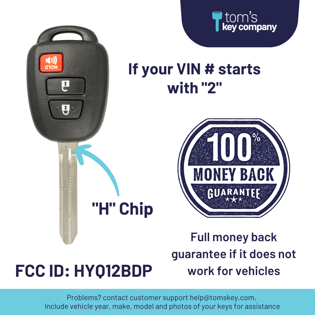 2016-2020 Toyota Tacoma / 3-Button Remote Head Key (H Chip) / HYQ12BDP-3B-H