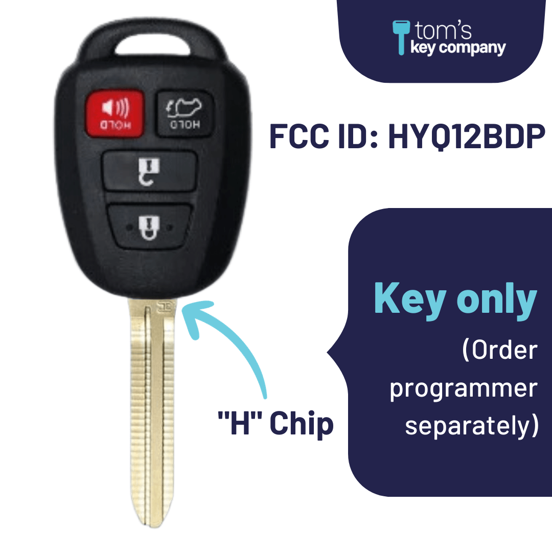 Brand New Aftermarket 4-Button Remote Head Key for Toyota Tacoma, RAV4, Highlander, Scion XB (H Chip) (HYQ12BDP-4B-H)