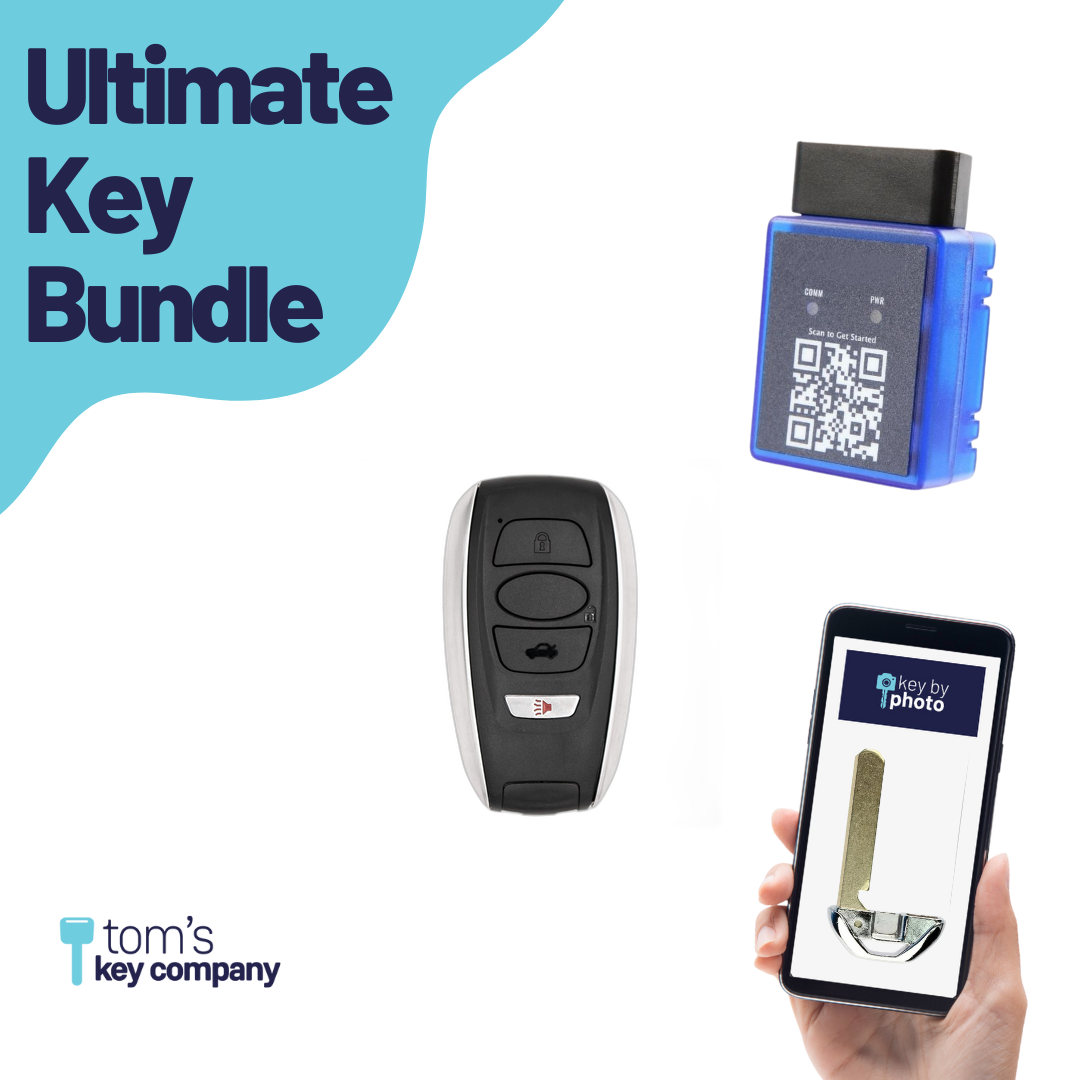 Ultimate Smart Key Bundle with Programming Tool, Aftermarket 4-Button Smart Key Fob and Key By Photo for Select Subaru Vehicles (HYQ14AHC-4B-SUB-UKB)