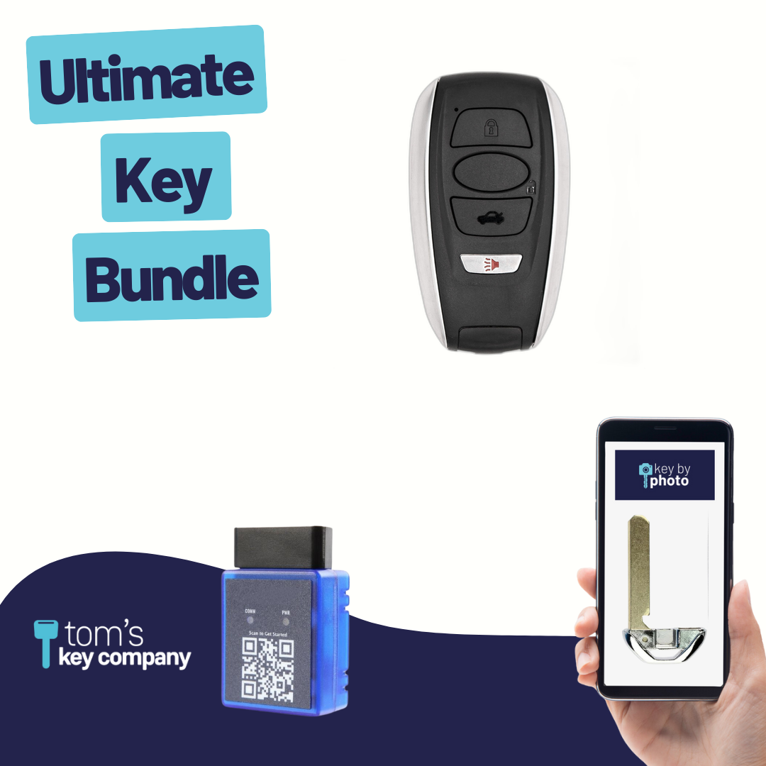 Ultimate Smart Key Bundle with Programming Tool, Aftermarket 4-Button Smart Key Fob and Key By Photo for Select Subaru Vehicles (HYQ14AHC-4B-SUB-UKB)