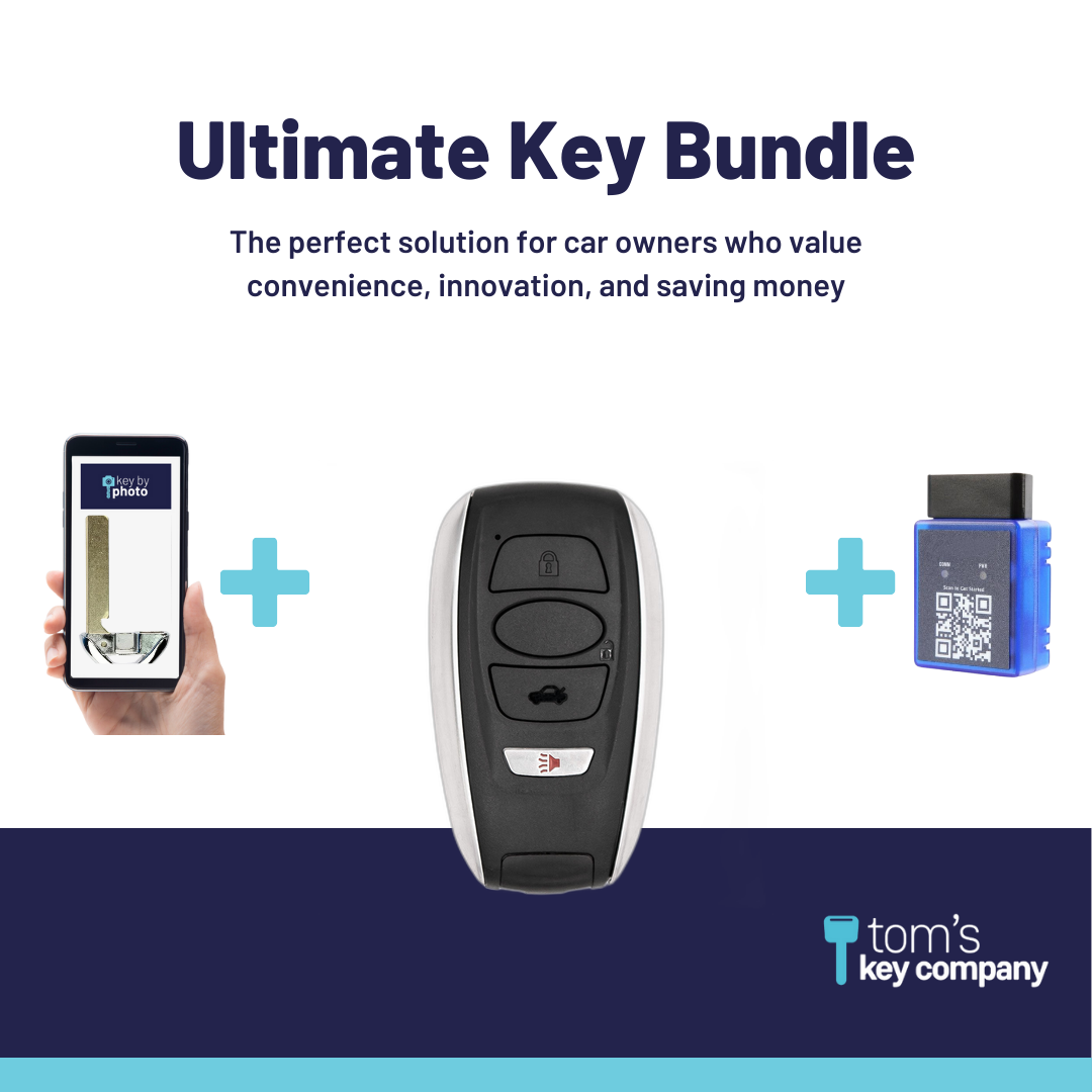 Ultimate Smart Key Bundle with Programming Tool, Aftermarket 4-Button Smart Key Fob and Key By Photo for Select Subaru Vehicles (HYQ14AHC-4B-SUB-UKB)