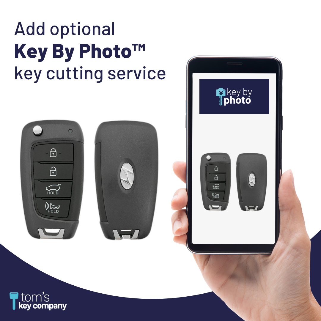 Like New Refurbished 4-Button Remote Key with Lock, Unlock, Hatch, Panic for Select Hyundai Vehicles (HYU-4B-HATCH-OKA-FLP-REFURB)