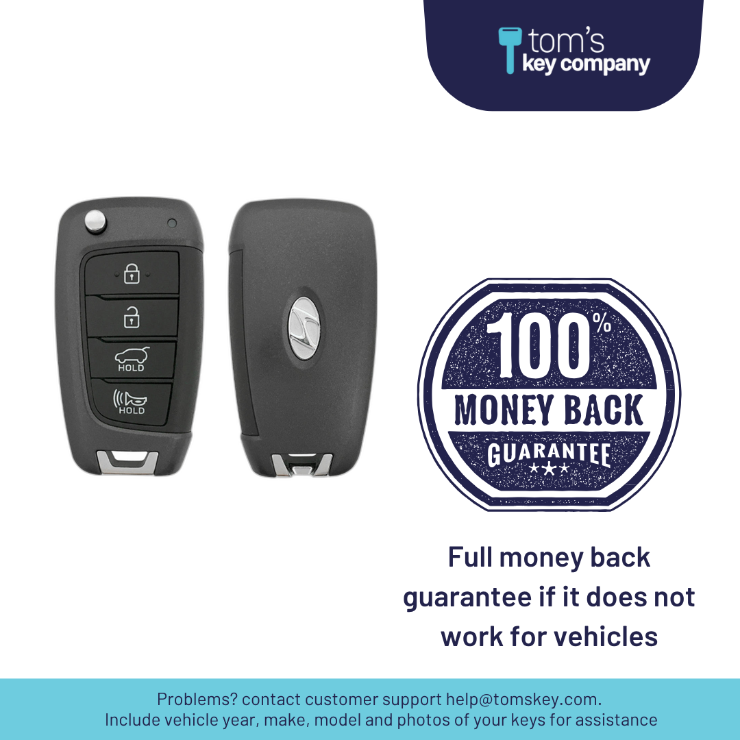Like New Refurbished 4-Button Remote Key with Lock, Unlock, Hatch, Panic for Select Hyundai Vehicles (HYU-4B-HATCH-OKA-FLP-REFURB)