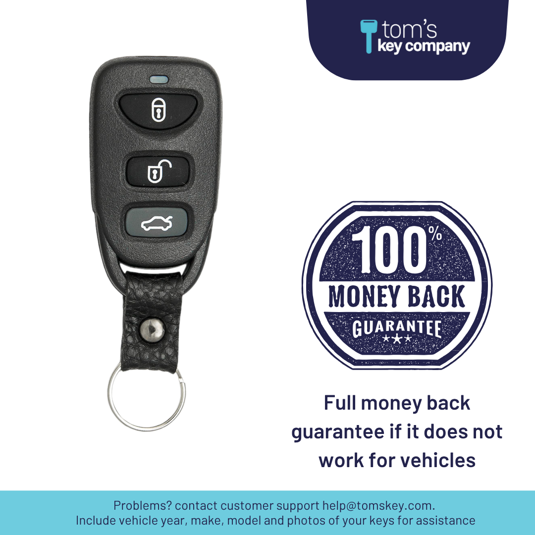 Brand New Aftermarket 4-Button Remote Fob with Lock, Unlock, Trunk Hold, Panic for Select Hyundai and Kia Vehicles (HYUFOB-4B-TR-200-K)