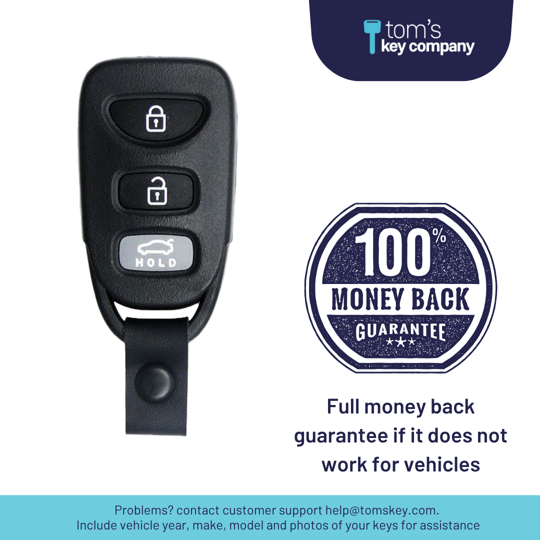 Brand New Aftermarket 4-Button Remote Fob with Lock, Unlock, Trunk Hold, Panic for Select Hyundai Vehicles (HYUFOB-4B-TR-236-RC-K)