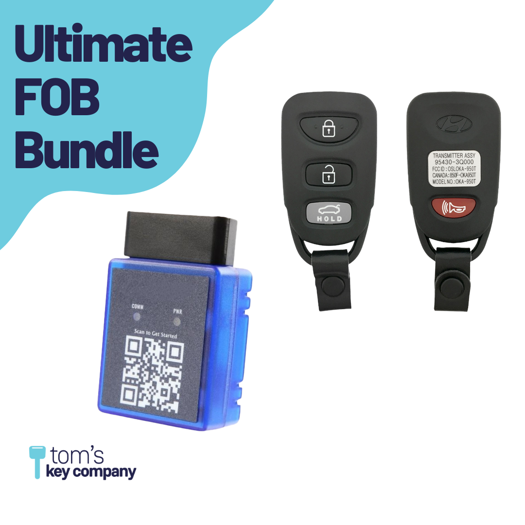 Ultimate Remote FOB Bundle with Programming Tool and Aftermarket 4 Button Remote FOB for Select Hyundai Vehicles (HYUFOB-4B-TR-247-RC-K-UKB)