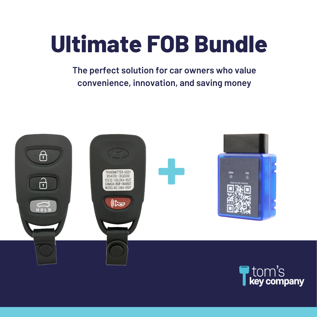 Ultimate Remote FOB Bundle with Programming Tool and Aftermarket 4 Button Remote FOB for Select Hyundai Vehicles (HYUFOB-4B-TR-247-RC-K-UKB)