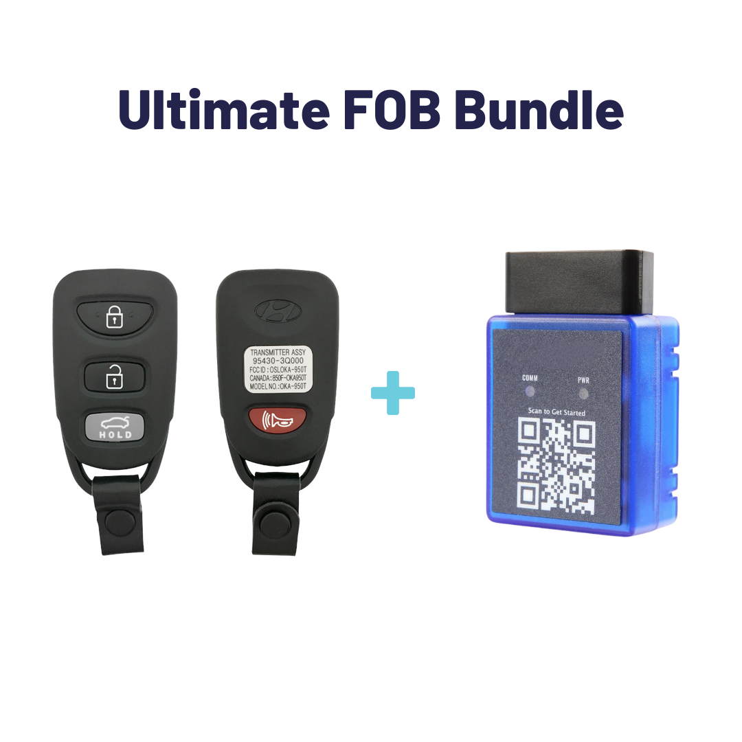 Ultimate Remote FOB Bundle with Programming Tool and Aftermarket 4 Button Remote FOB for Select Hyundai Vehicles (HYUFOB-4B-TR-247-RC-K-UKB)