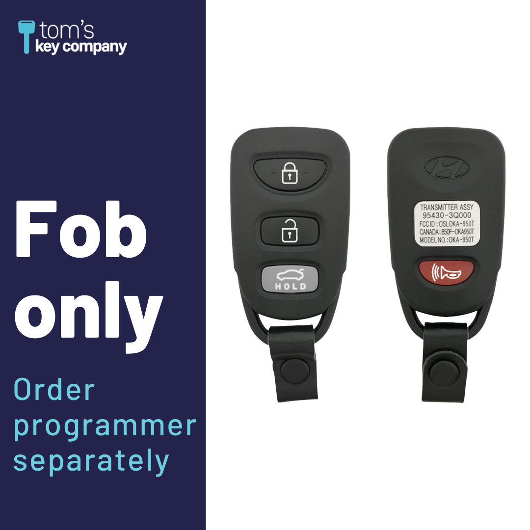 Brand New Aftermarket 4-Button Remote Fob with Lock, Unlock, Trunk Hold, Panic for Select Hyundai Vehicles (HYUFOB-4B-TR-247-RC-K)