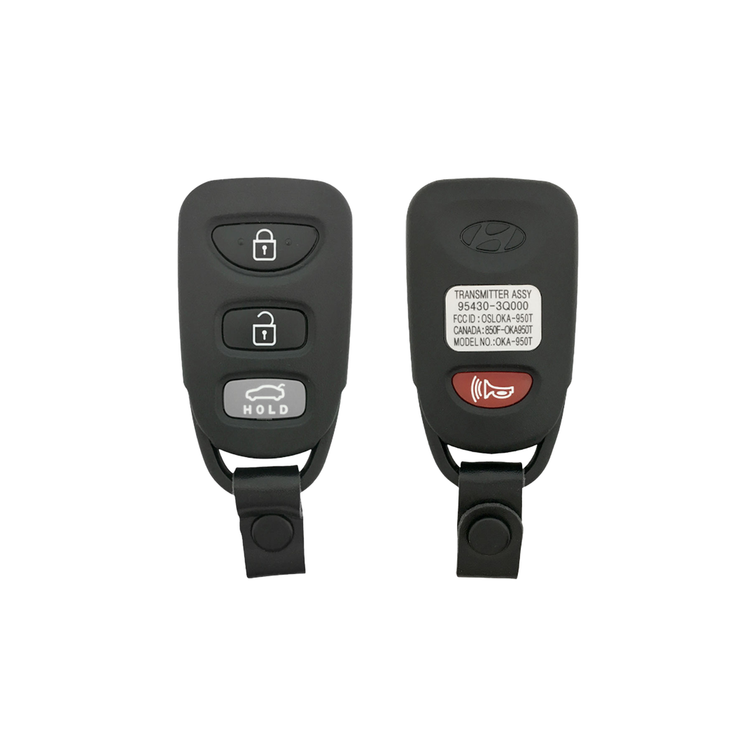 Brand New Aftermarket 4-Button Remote Fob with Lock, Unlock, Trunk Hold, Panic for Select Hyundai Vehicles (HYUFOB-4B-TR-247-RC-K)