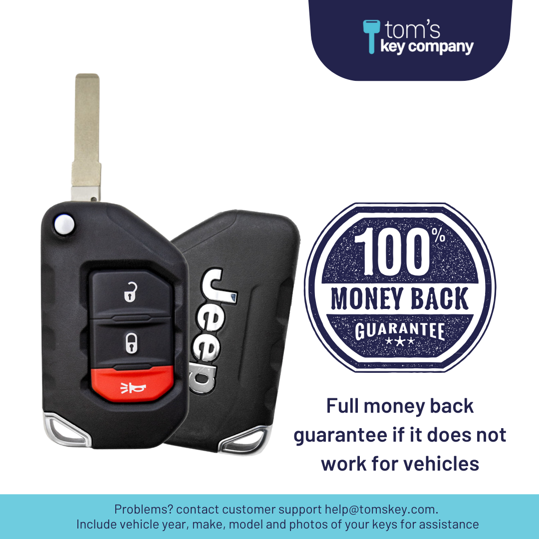 Like New Refurbished OEM 3 Button Proximity Flip Key for Select Jeep Vehicles (JEEPFK-3B-REFURB-PROX)