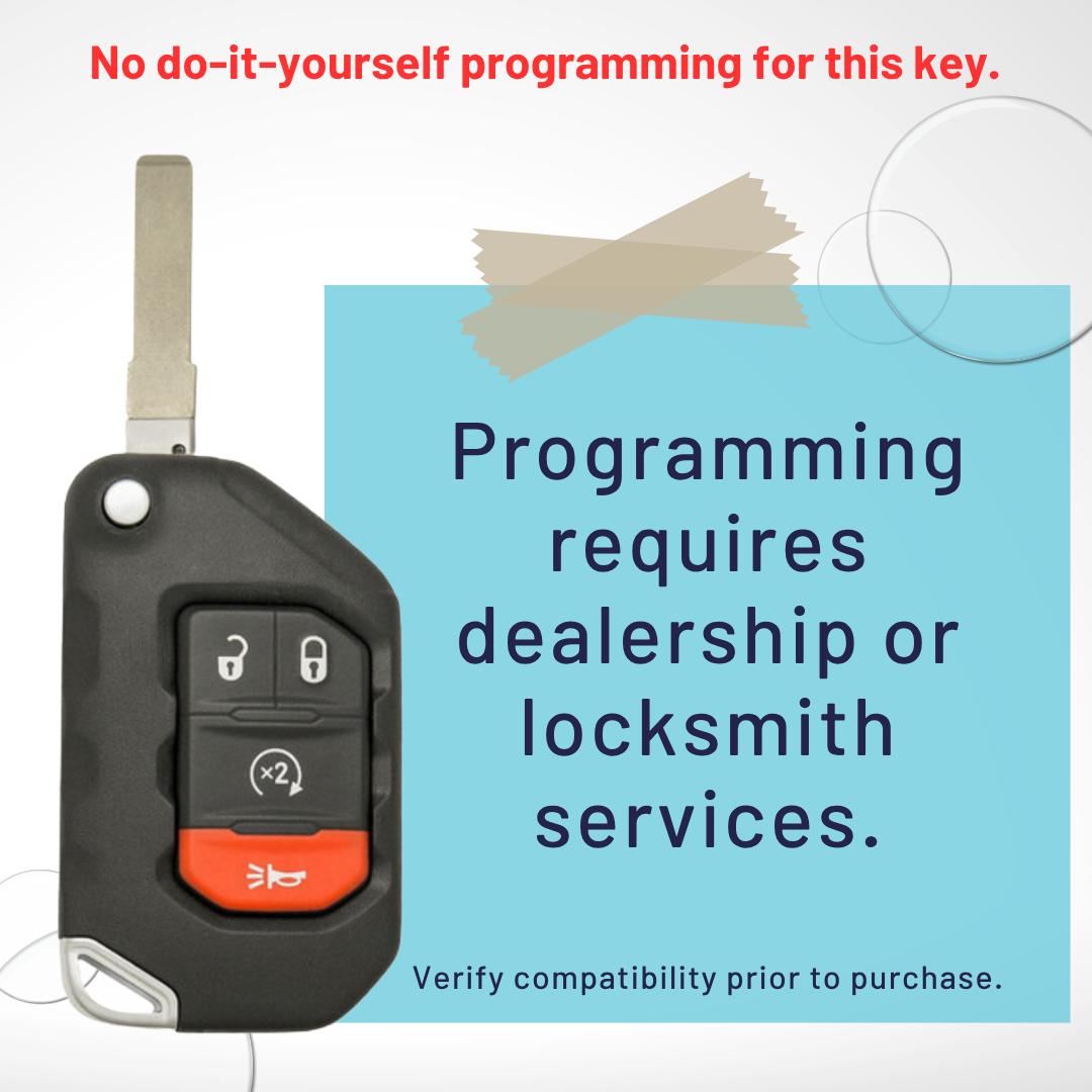 Like New Refurbished OEM 4 Button Proximity Flip Key with Remote Start for Select Jeep Vehicles - ND (JEEPFK-4B-RS-REFURB-PROX)