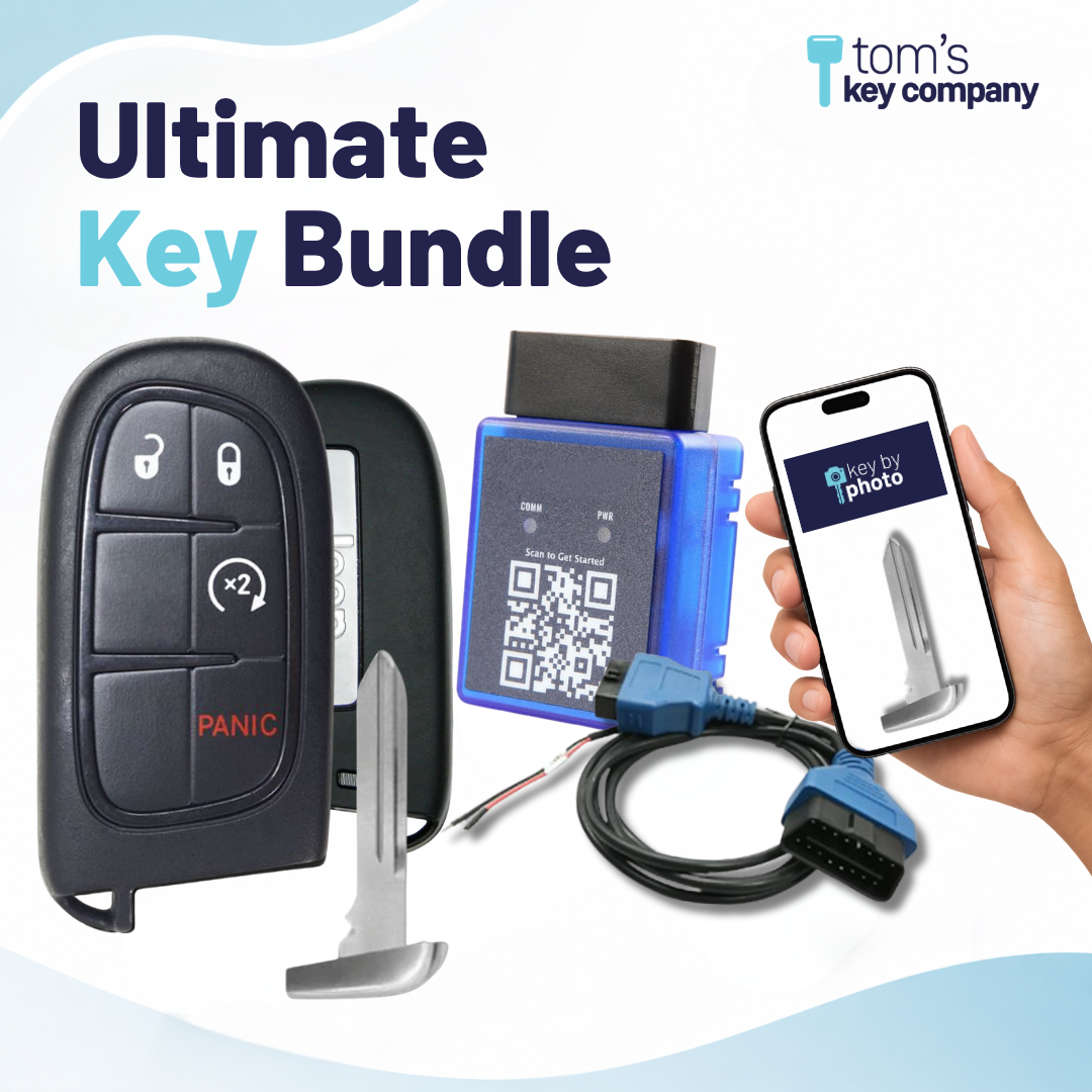 Ultimate DIY Car Key Replacement Kit for Jeep Cherokee (2019-2023) – 4 Button Like New Refurbished OEM Smart Key w/ Remote Start w/ PairMyKey, Bypass Cable & Key by Photo