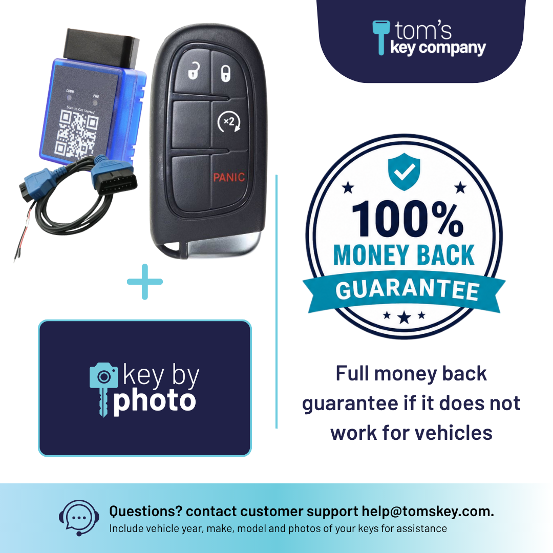 Ultimate DIY Car Key Replacement Kit for Jeep Cherokee (2019-2023) – 4 Button Like New Refurbished OEM Smart Key w/ Remote Start w/ PairMyKey, Bypass Cable & Key by Photo