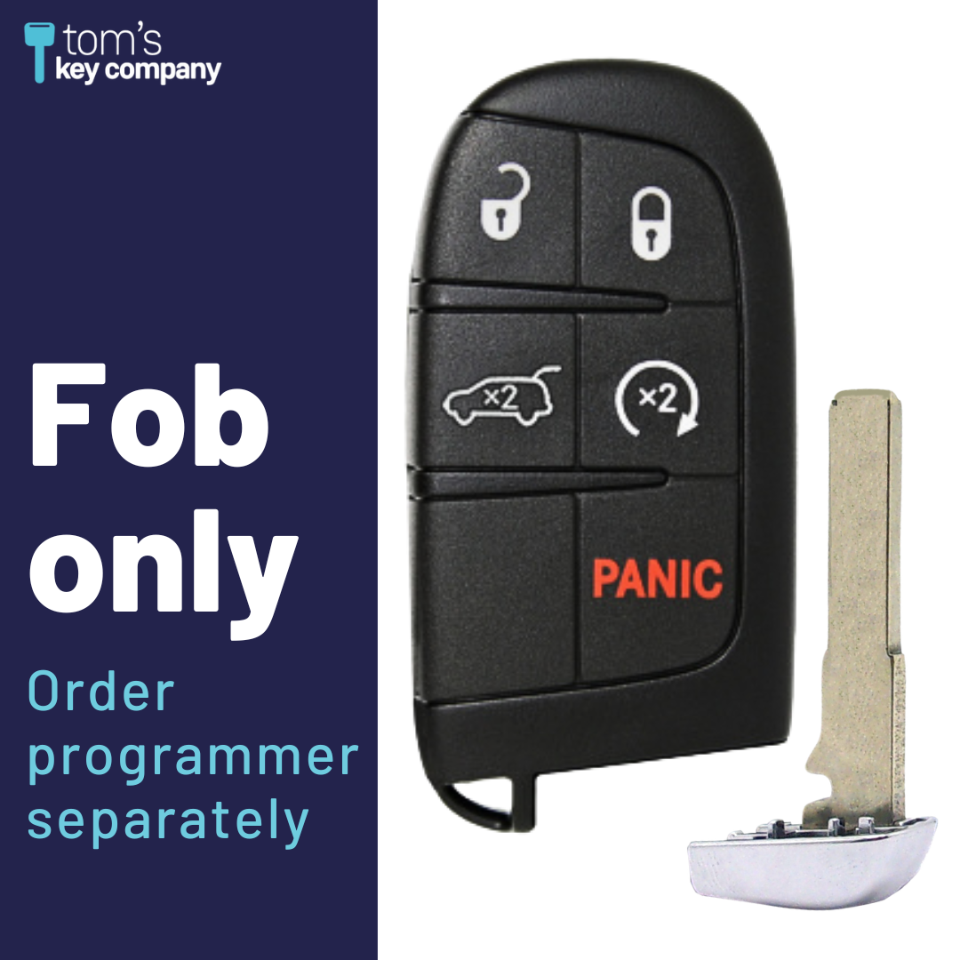 Brand New Aftermarket Smart Key 5-Button with Hatch Release & Remote Start for Select Jeep Vehicles - PBC (JEEPSK-5B-HRRS-COMPASS-TMB)