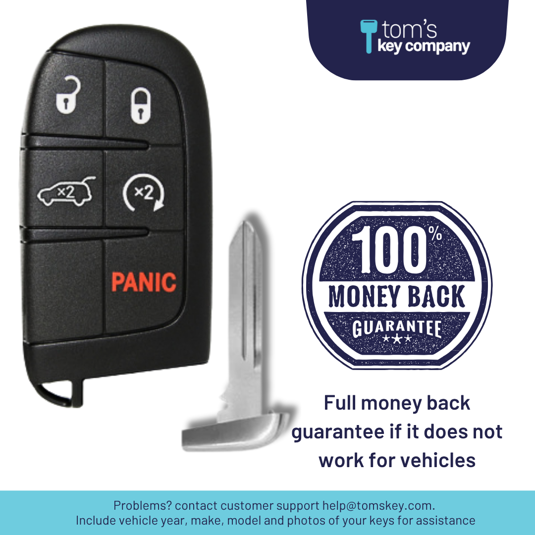 Brand New Aftermarket Smart Key 5-Button with Hatch Release & Remote Start for Select Jeep Vehicles (JEEPSK-5B-HRRS-COMPASS-TMB)