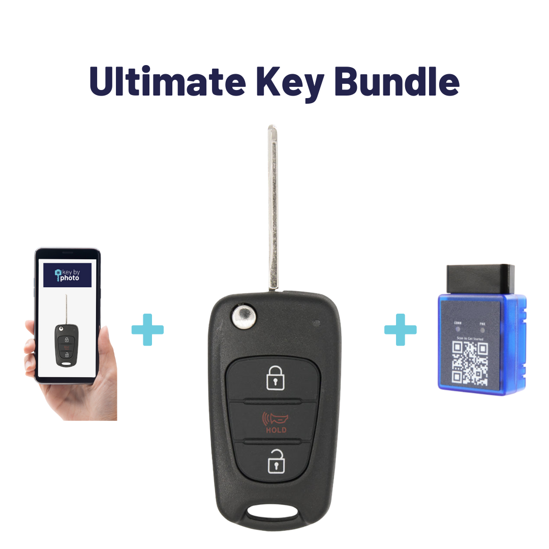 Ultimate Remote Key Bundle with Programming Tool, Aftermarket -Button Remote Key and Key By Photo for Select Kia Vehicles (KIA-3B-1ATX-FLP-UKB)