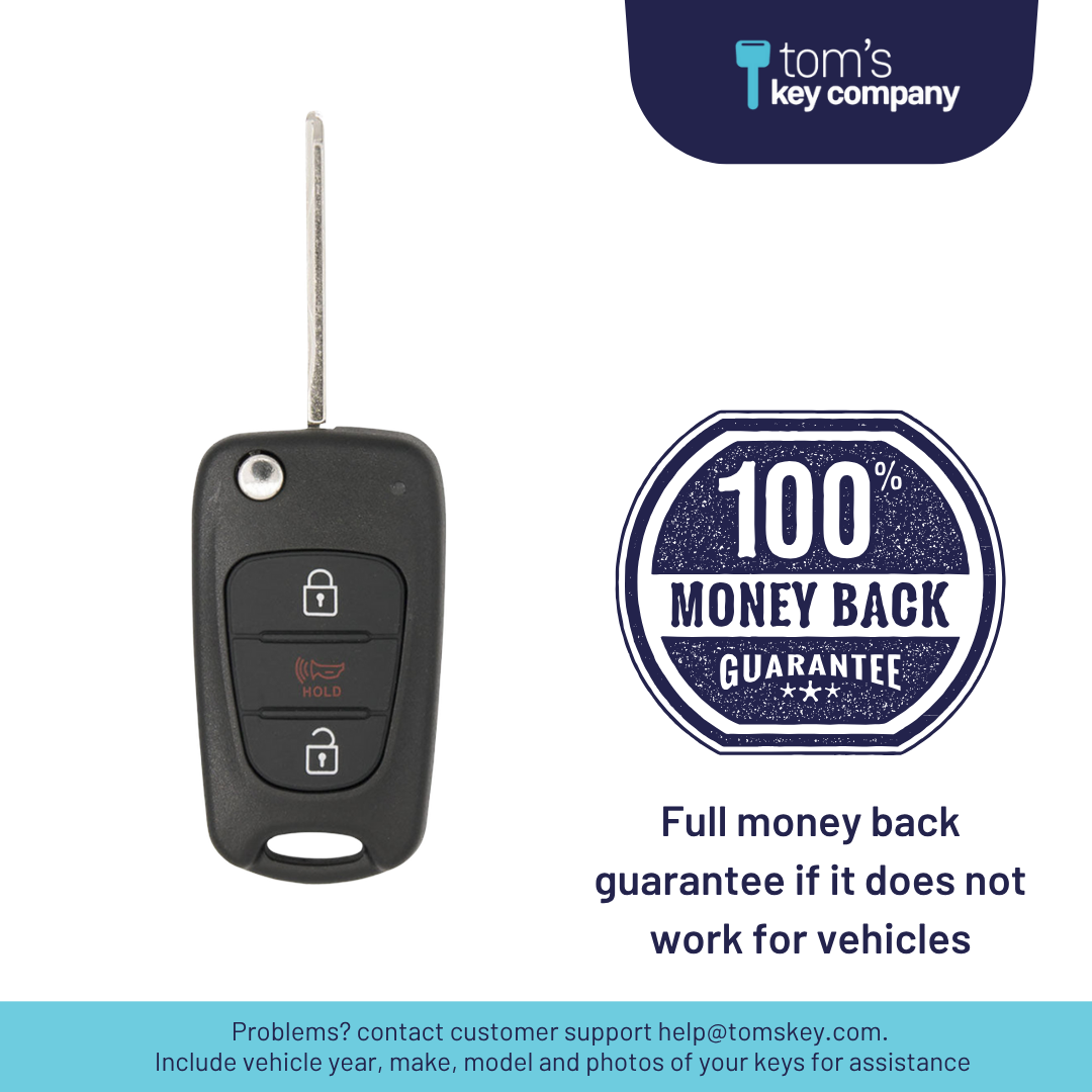 Brand New Aftermarket 3-Button Remote Key with Lock, Unlock, Panic for Select Kia Vehicles (KIA-3B-1ATX-FLP)