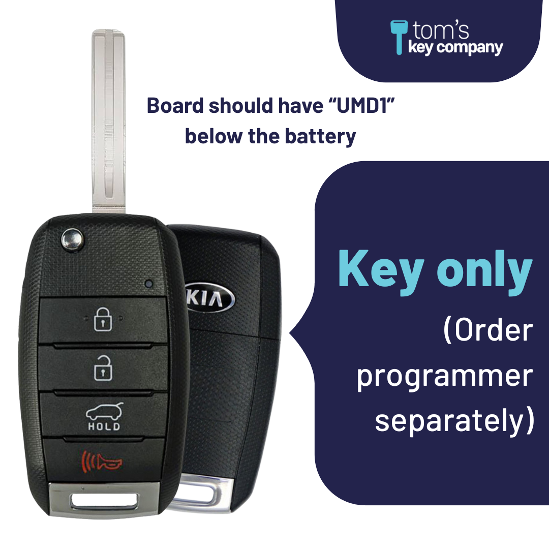 Like New Refurbished OEM 4 Button Flip Key with Hatch Release for Kia Sorento 2015-2020 Vehicles (KIA-4B-H-910T-FLP-REFURB)