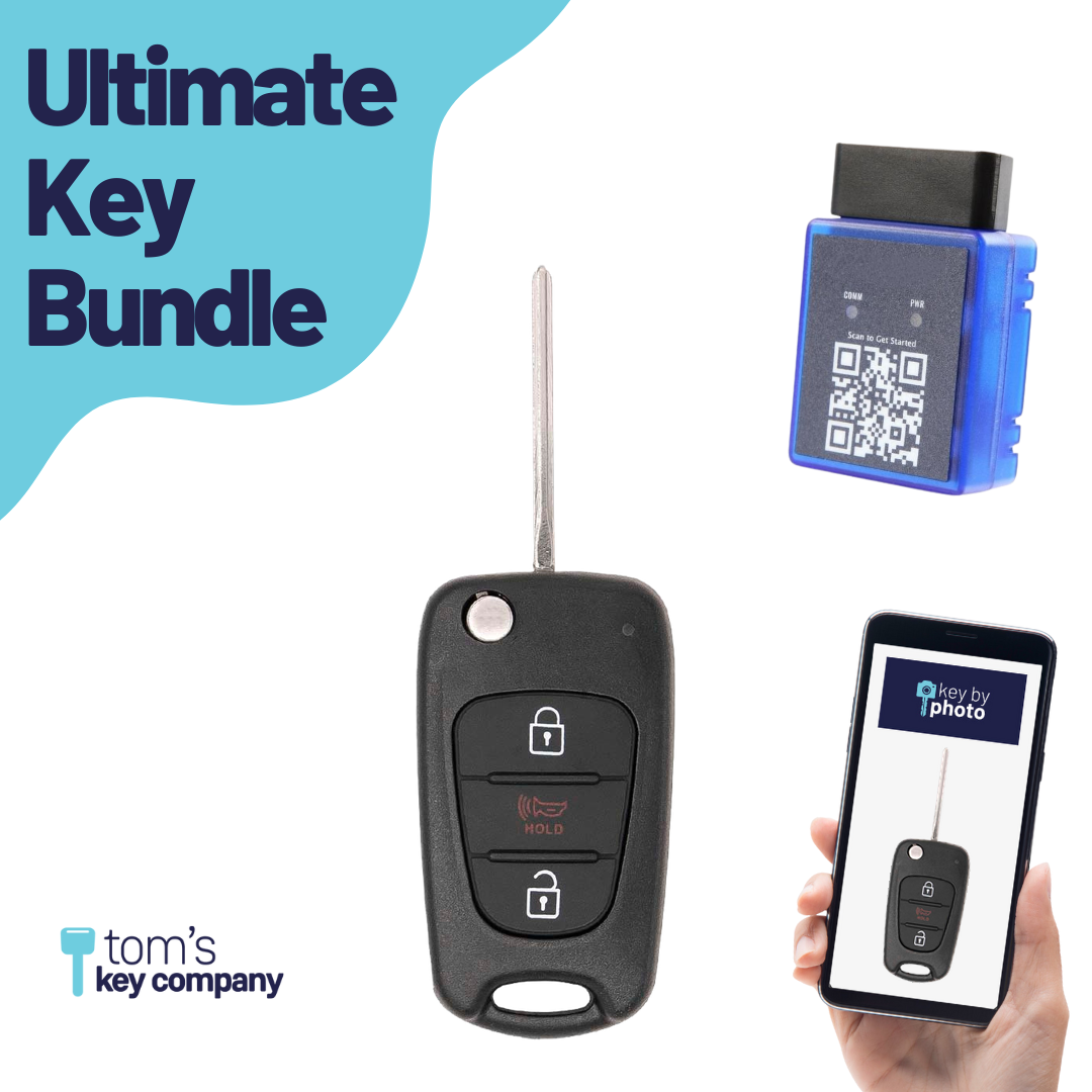 Ultimate Remote Key Bundle with Programming Tool, Aftermarket 3-Button Remote Key and Key By Photo for Select Kia Vehicles (KIACK-3B-146-K-UKB)