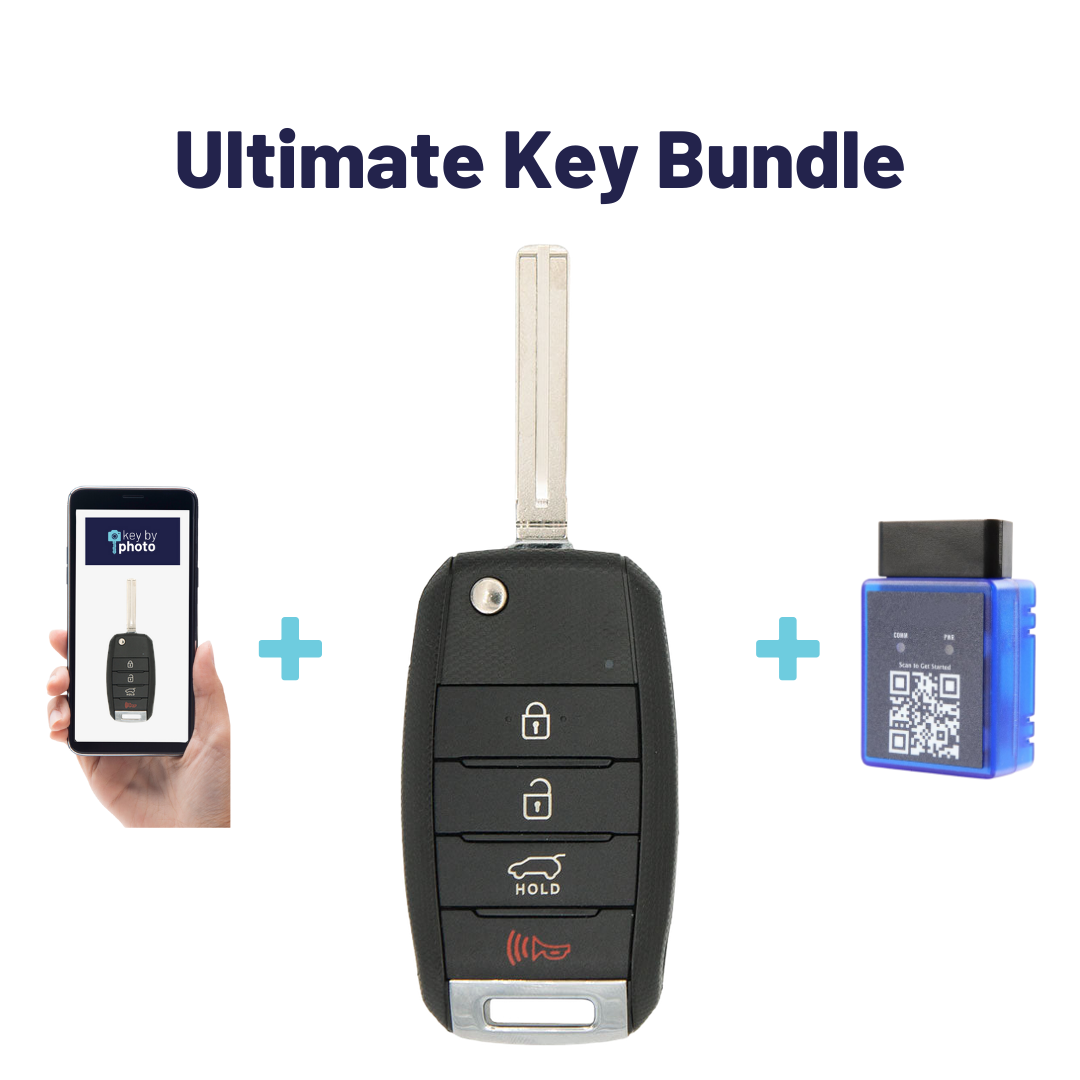 Ultimate Remote Key Bundle with Programming Tool, Aftermarket 4-Button Remote Key and Key By Photo for Select Kia Vehicles (KIACK-4B-138-K-UKB)