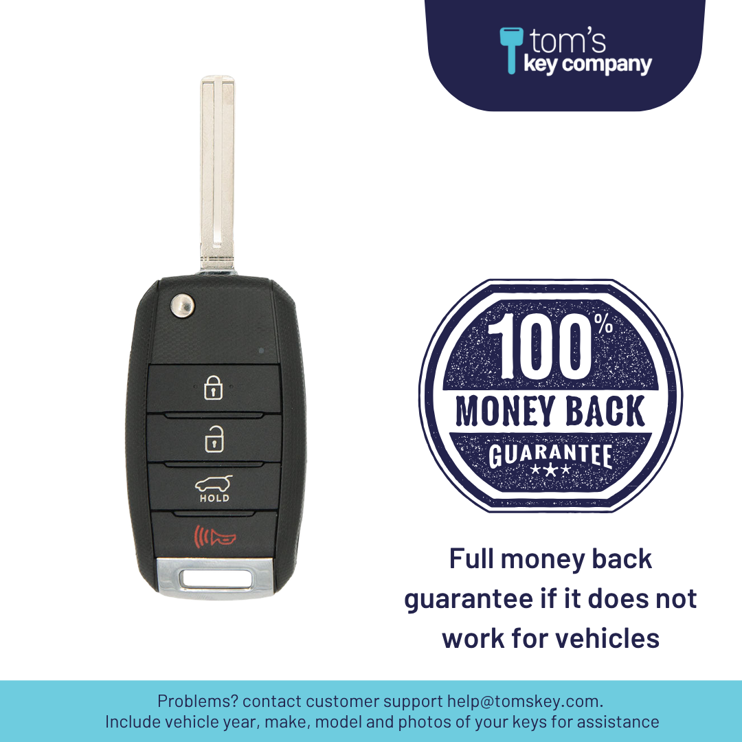 Brand New Aftermarket 4-Button Remote Key with Lock, Unlock, Trunk, Panic for Select Kia Vehicles (KIACK-4B-138-K)