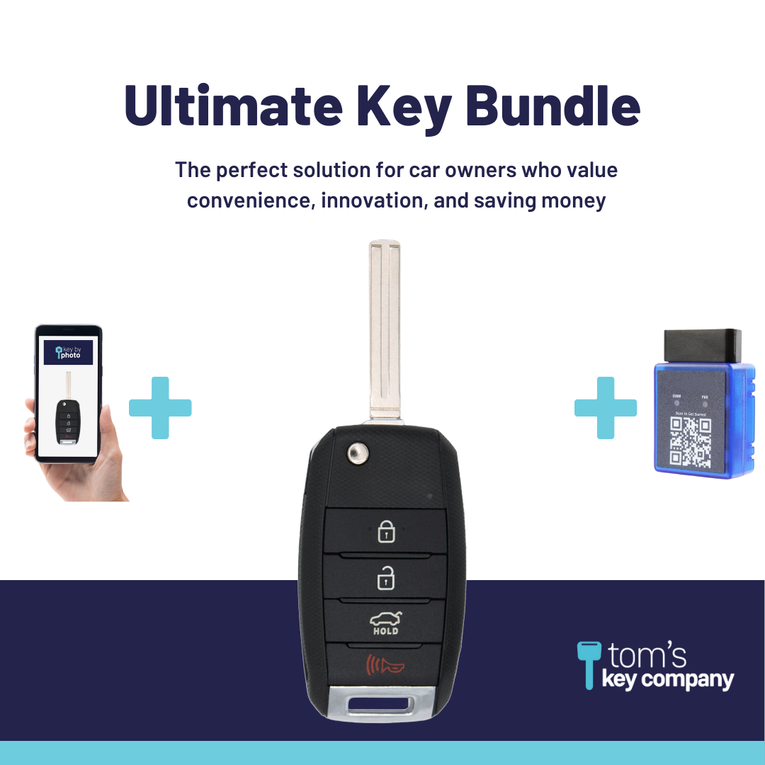 Ultimate Remote Key Bundle with Programming Tool, Aftermarket 4-Button Remote Key and Key By Photo for Select Kia Vehicles (KIACK-4B-150-K-UKB)