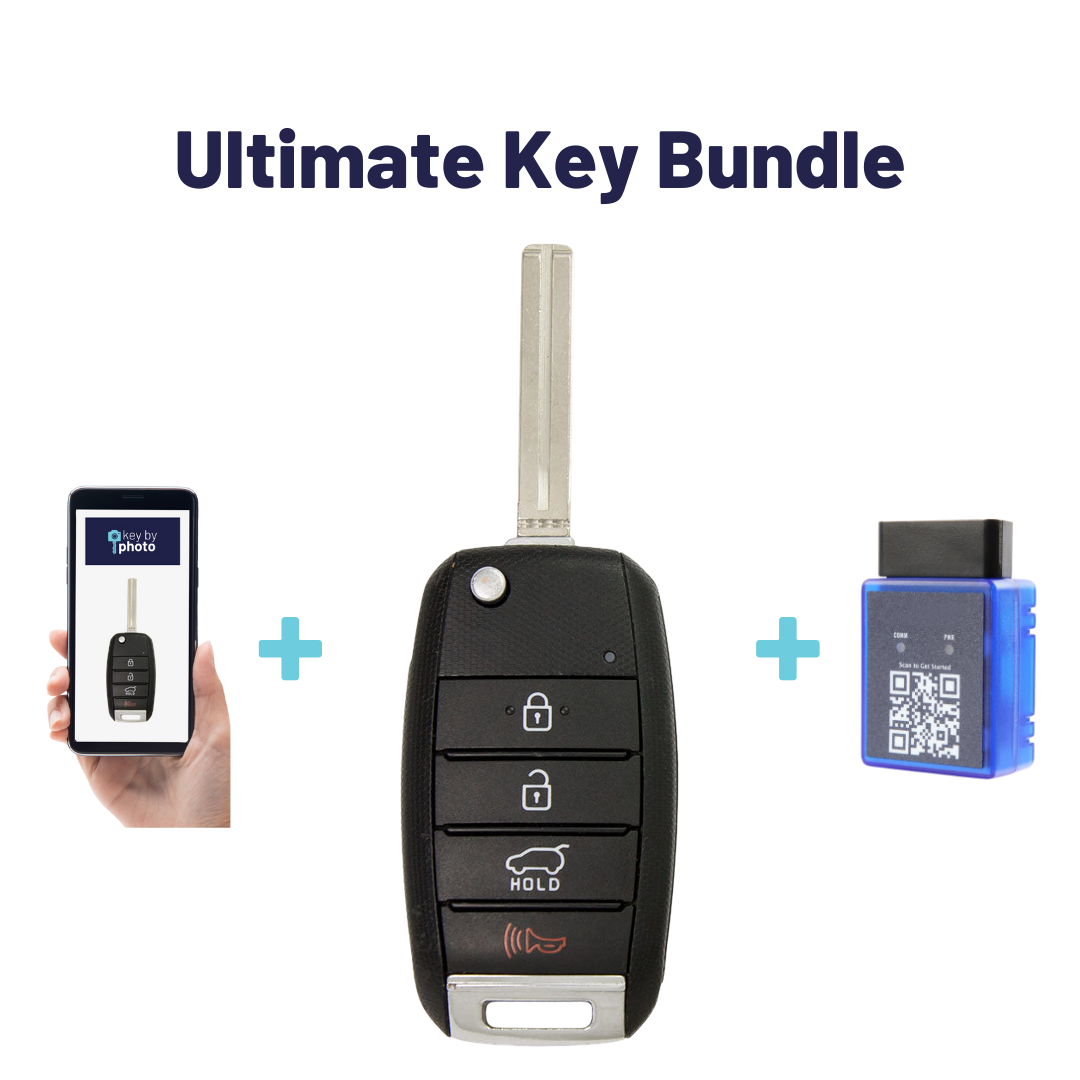 Ultimate Remote Key Bundle with Programming Tool, Aftermarket 4-Button Remote Key and Key By Photo for Select Kia Vehicles (KIACK-4B-158-K-UKB)