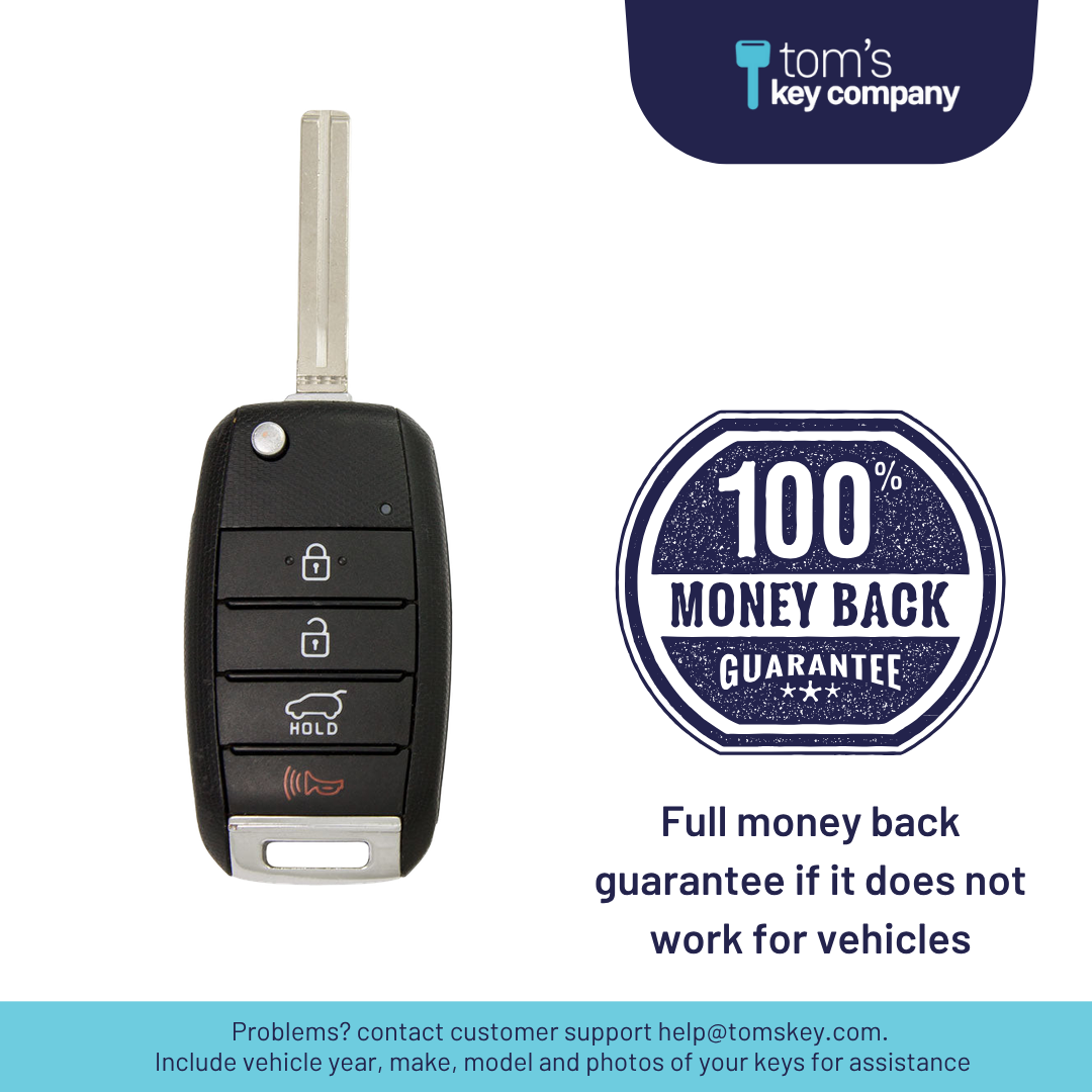 Brand New Aftermarket 4-Button Remote Key with Lock, Unlock, Hatch, Panic for Select Kia Vehicles (KIACK-4B-158-K)