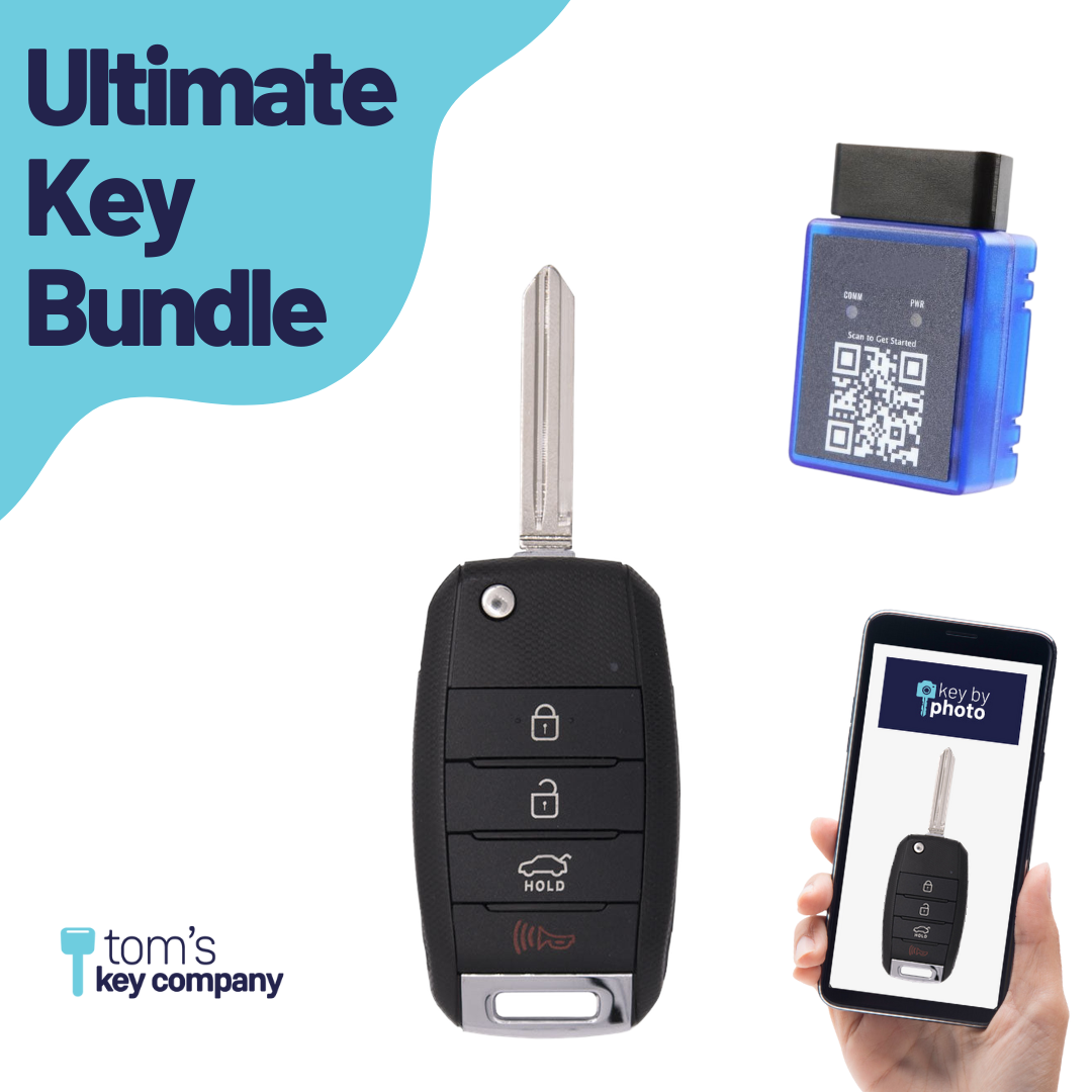 Ultimate Remote Key Bundle with Programming Tool, Aftermarket 4-Button Remote Key and Key By Photo for Select Kia Vehicles (KIACK-4B-167-K-UKB)