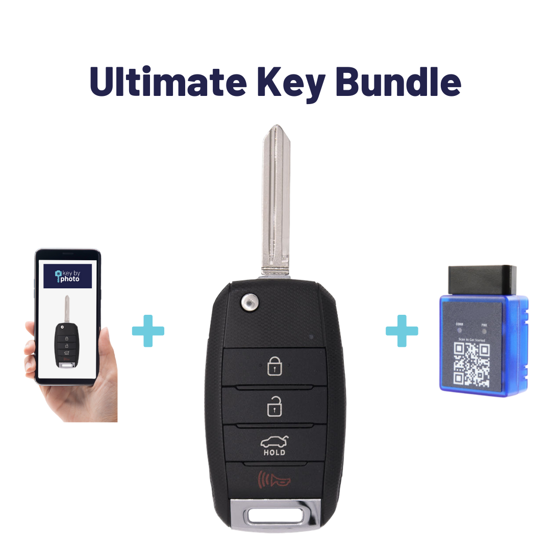 Ultimate Remote Key Bundle with Programming Tool, Aftermarket 4-Button Remote Key and Key By Photo for Select Kia Vehicles (KIACK-4B-167-K-UKB)