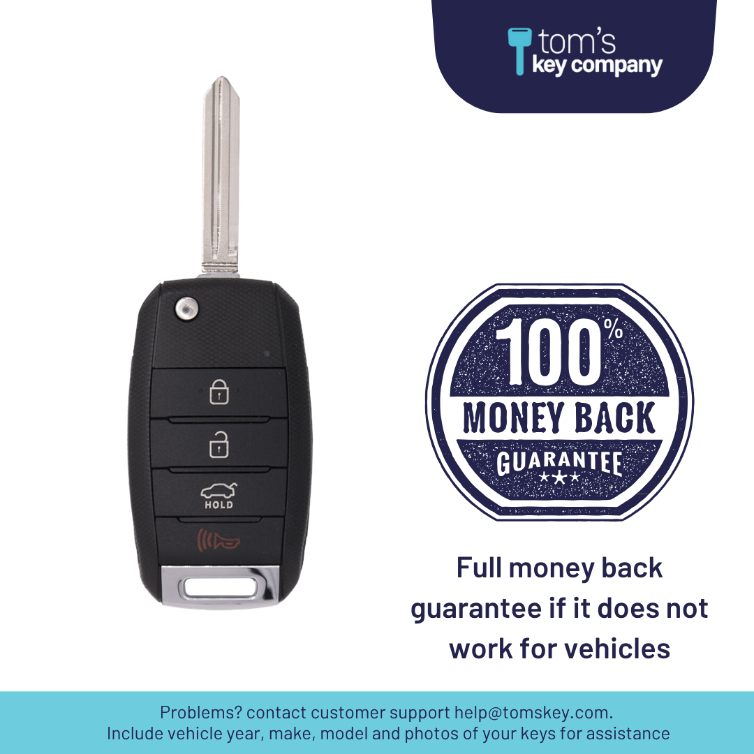 Brand New Aftermarket 4-Button Remote Key with Lock, Unlock, Trunk, Panic for Select Kia Vehicles (KIACK-4B-167-K)