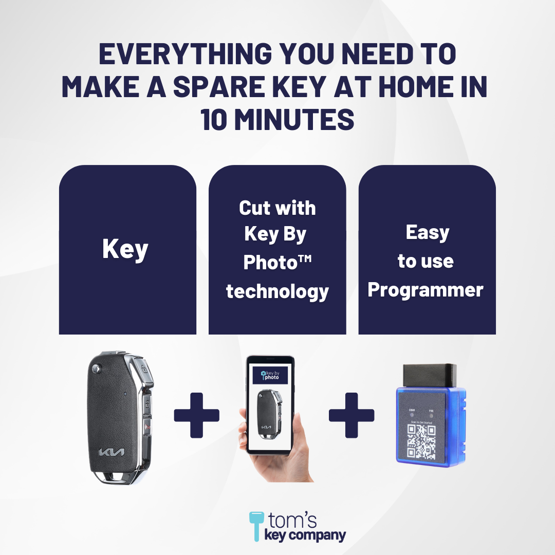 Ultimate Remote Key Bundle with Programming Tool, Aftermarket 3-Button Remote Key and Key By Photo for Select Kia Vehicles (KIAFLP-3B-237-REF-K-UKB)