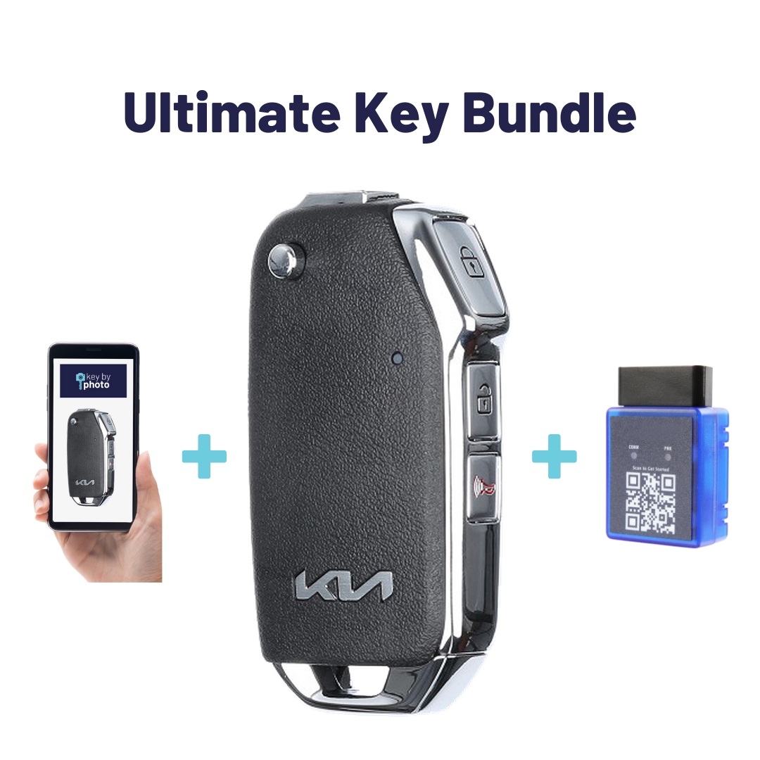 Ultimate Remote Key Bundle with Programming Tool, Aftermarket 3-Button Remote Key and Key By Photo for Select Kia Vehicles (KIAFLP-3B-237-REF-K-UKB)