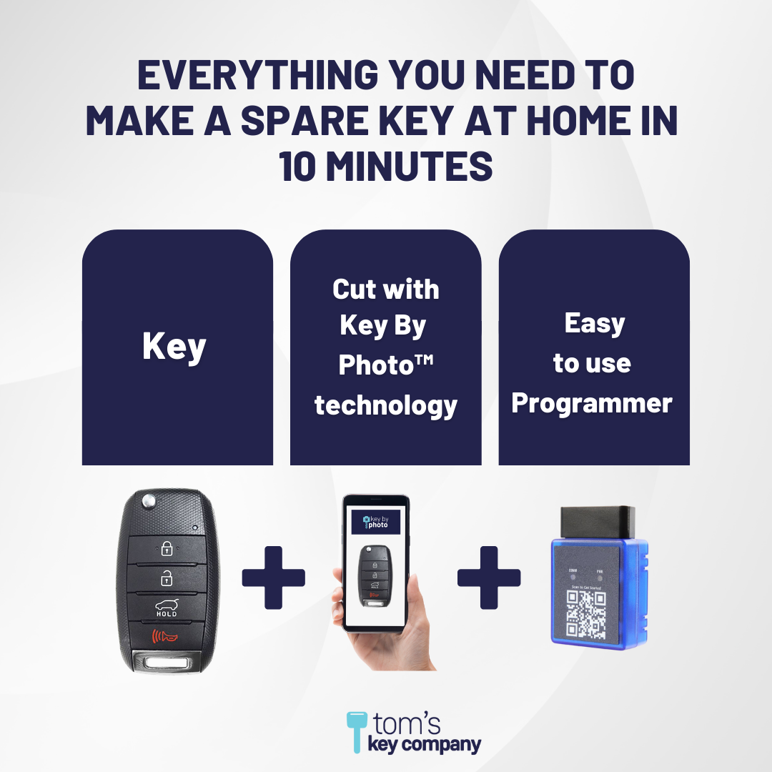 Ultimate Remote Key Bundle with Programming Tool, Refurbished 4-Button Remote Key and Key By Photo for Select Kia Vehicles (KIAFLP-4B-HR-158-REF-K-UKB)
