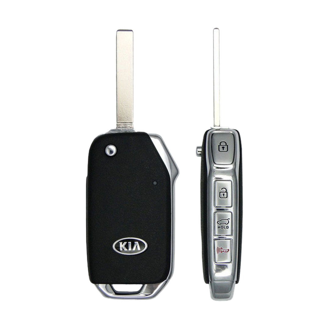 Brand New Aftermarket 4-Button Remote Key with Lock, Unlock, Hatch Hold, Panic for Select Kia Vehicles (KIAFLP-4B-HR-194-REF-K)