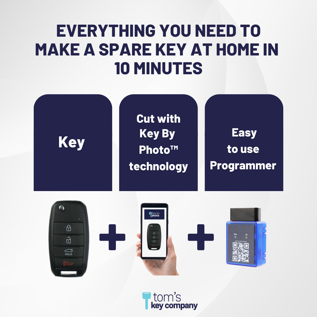 Ultimate Remote Key Bundle with Programming Tool, Aftermarket 4-Button Remote Key and Key By Photo for Select Kia Vehicles (KIAFLP-4B-TR-163-REF-K-UKB)