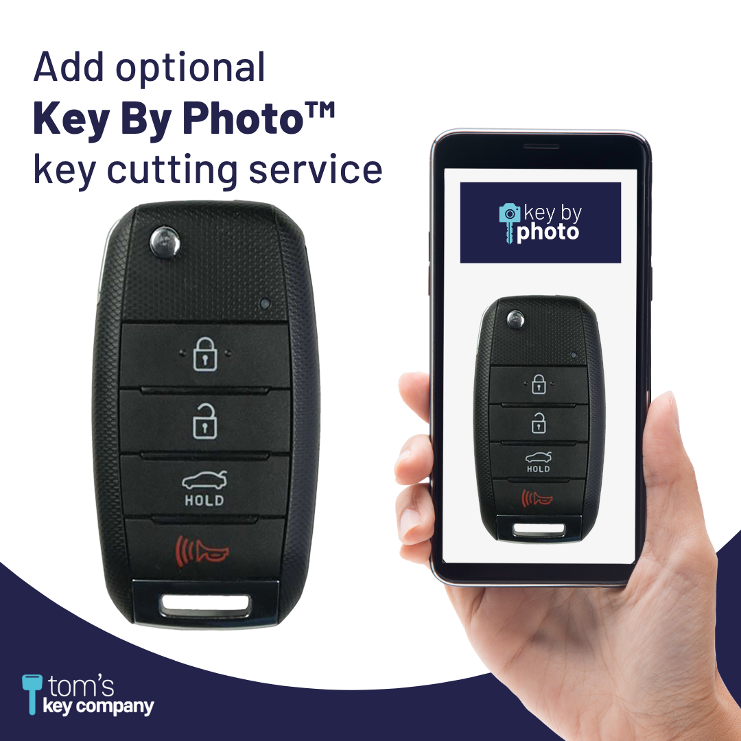 Brand New Aftermarket 4-Button Remote Key with Lock, Unlock, Trunk Hold, Panic for Select Kia Vehicles (KIAFLP-4B-TR-163-REF-K)