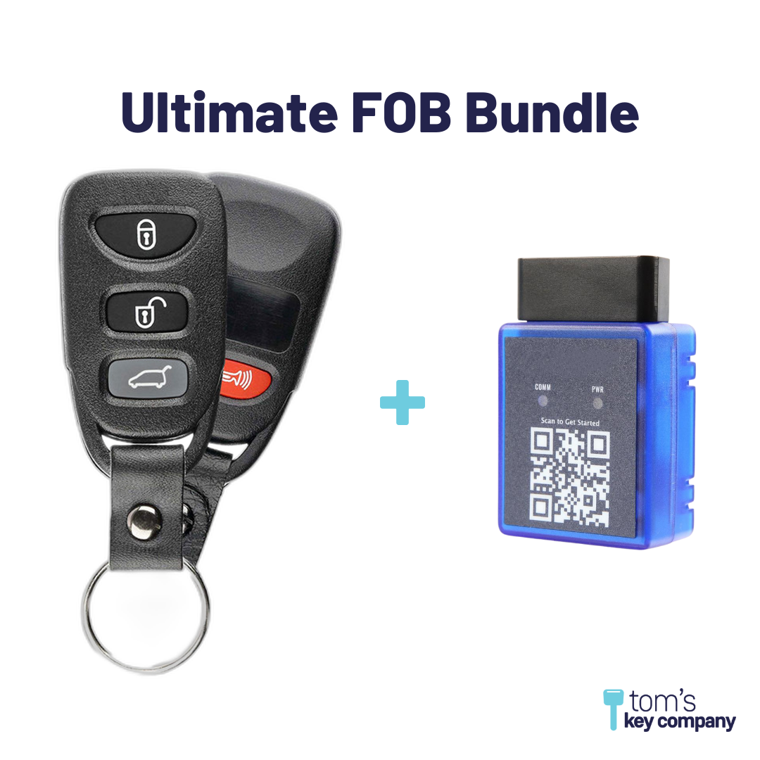 Ultimate Remote FOB Bundle with Programming Tool and Aftermarket 4 Button Remote FOB for Select Kia Vehicles (KIAFOB-4B-HR-082-K-UKB)