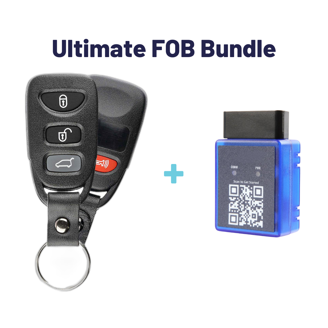 Ultimate Remote FOB Bundle with Programming Tool and Aftermarket 4 Button Remote FOB for Select Kia Vehicles (KIAFOB-4B-HR-082-K-UKB)