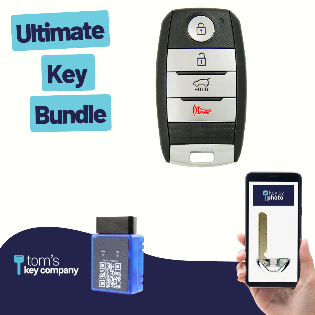 Ultimate Smart Key Bundle with Programming Tool, Refurbished 4-Button Smart Key Fob and Key By Photo for Select Kia Vehicles (KIASK-4B-200-K-UKB)